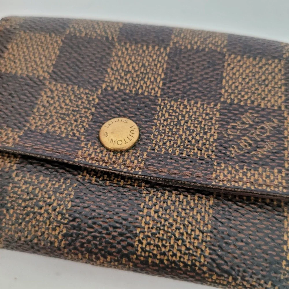 Louis‎ Vuitton Damier Ebene Compact Wallet Brown Checkered Made in France CA0996